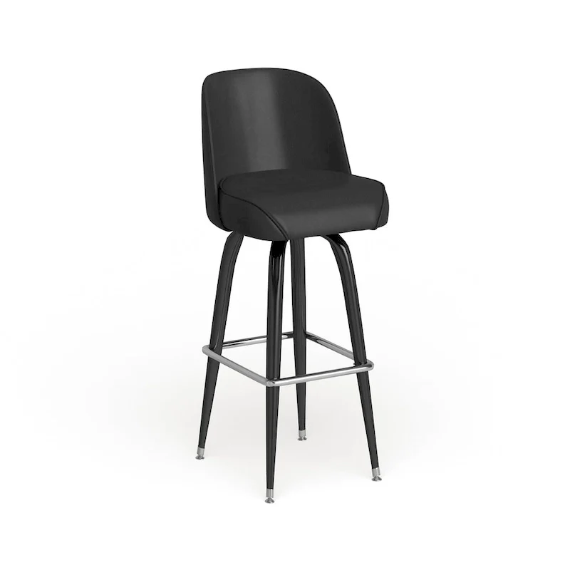 2 Pack Metal Barstool with Swivel Vinyl Upholstered Bucket Seat and Footrest - 18.5D x 18.5W x 42.5H