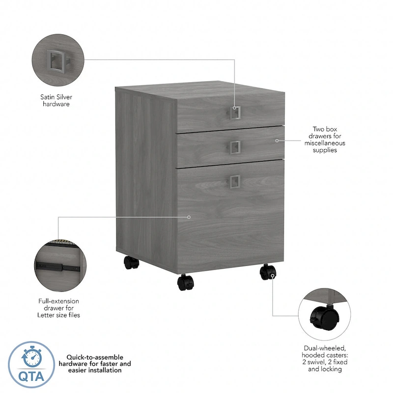 Echo 3 Drawer Mobile File Cabinet by Bush Business Furniture
