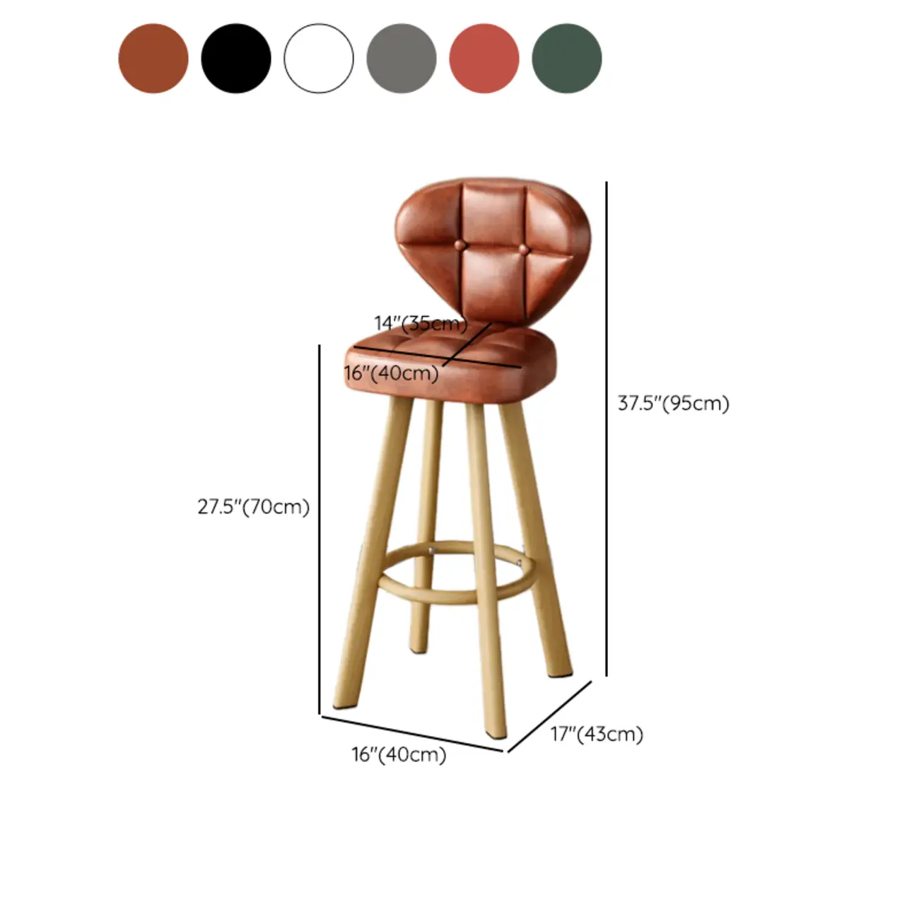 Modern Tufted Counter Height Bar Stools with Metal Footrest