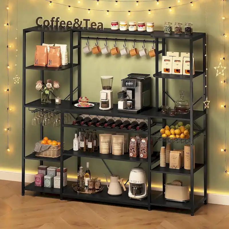 Bakers Rack Coffee Bar Wine Rack Storage Shelves