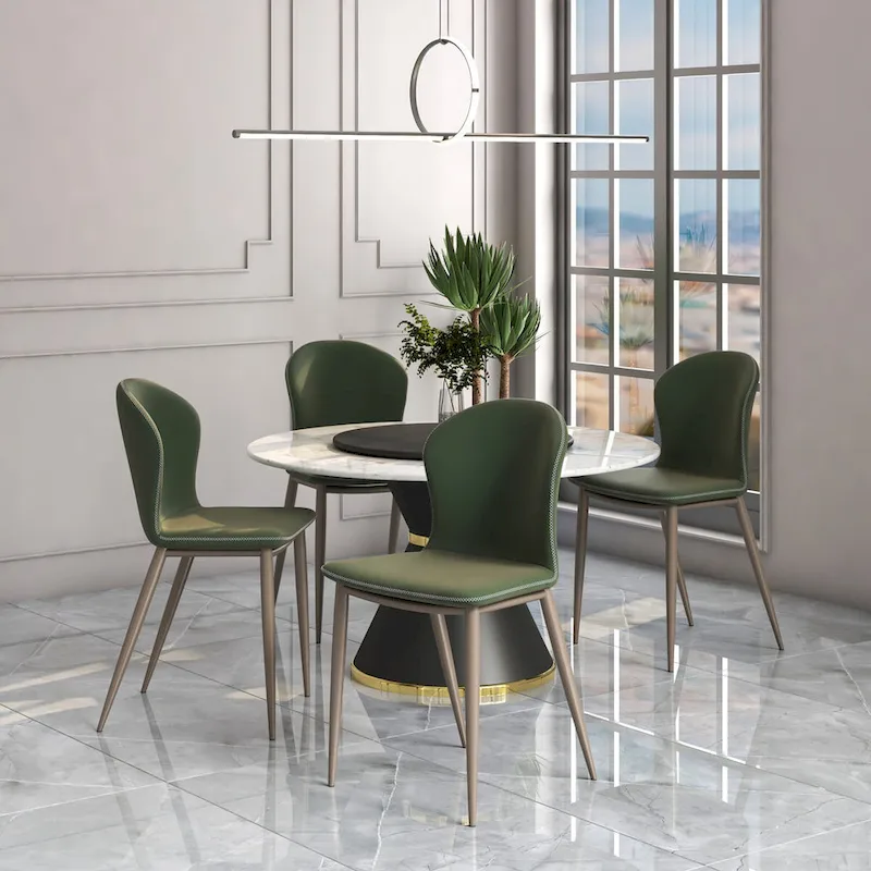 Modern Upholstered Fabric Dining Chair with Metal Legs, Mosaic Style Kitchen Side Chair
