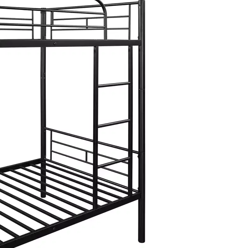 Bellemave Twin Over Twin Metal Bunk Bed, Sturdy Steel Frame, Black Finish, Converts to Two Twin Beds, Heavy-Duty Slats, No Box Spring Needed