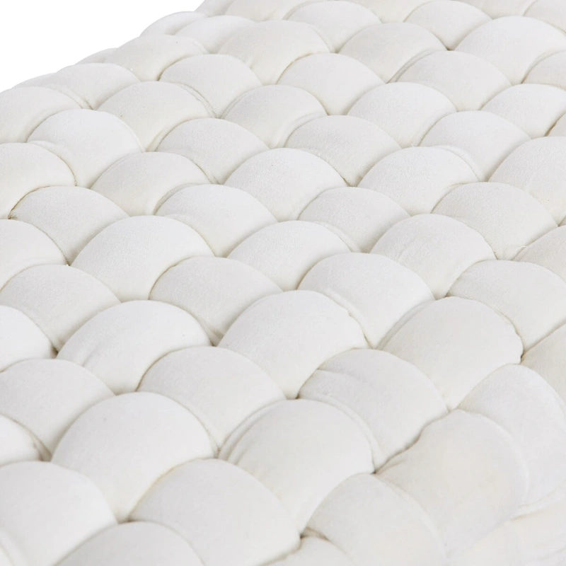 Chunky Woven Velvet Entryway Bench with Wood Legs