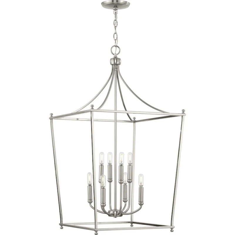Parkhurst Collection Eight-Light New Traditional Brushed Nickel Chandelier Foyer Light - 20 in x 20 in x 36 in