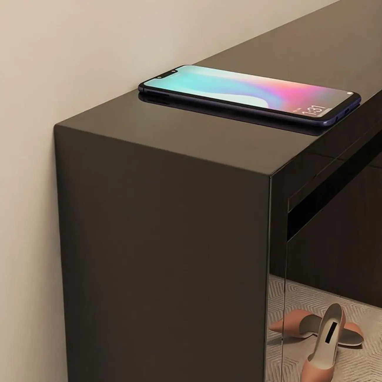 Gloss Black Wall Mounted Wooden Slim Drop Front Shoe Cabinet