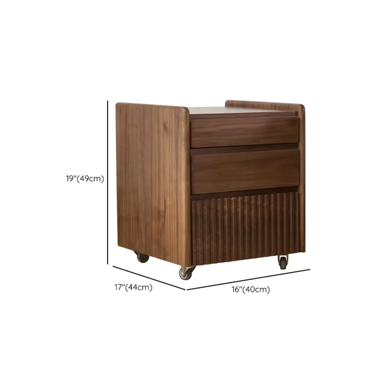 Brown Modern 3-drawer Solid Wood Bedside Nightstand