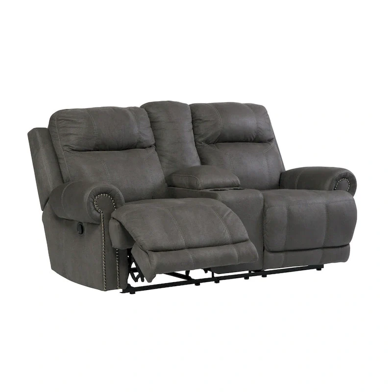 Austere Reclining Loveseat with Console Gray