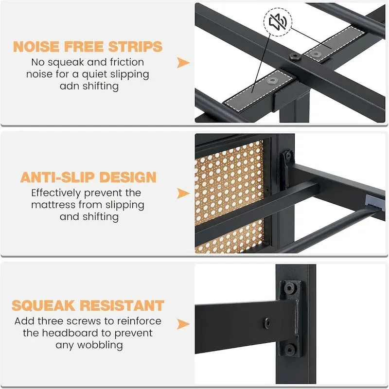 Rattan Bed Frame with Headboard