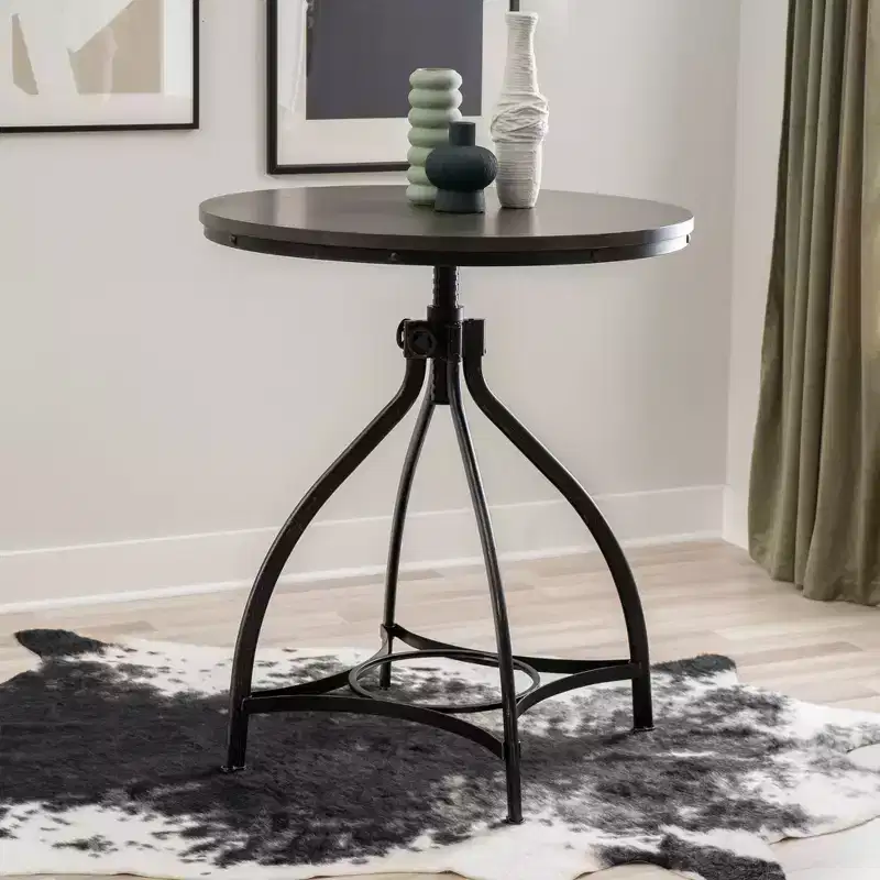 Powell Tormo Round Adjustable Bar Height Table Gray