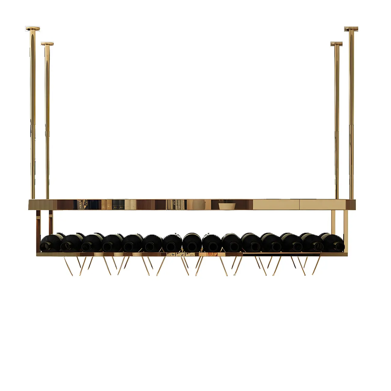 Modern Metal Hanging Wine Rack with Glass Holder