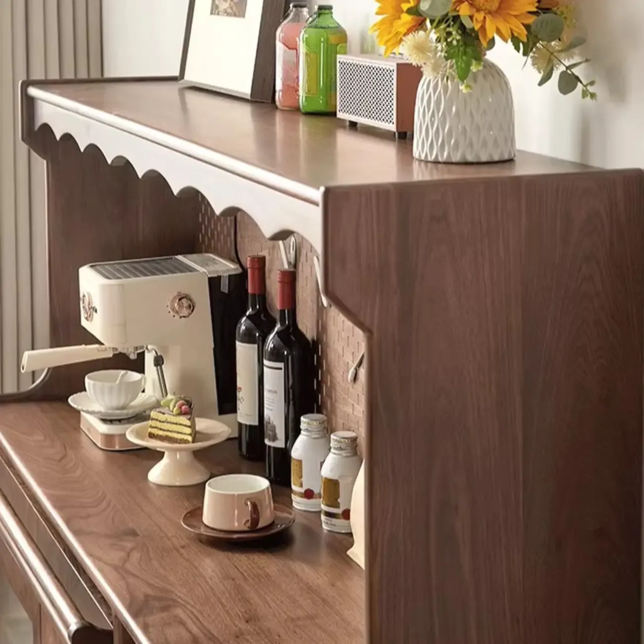 Lighting Wooden 3-Drawer Pegboard Back Brown Sideboard