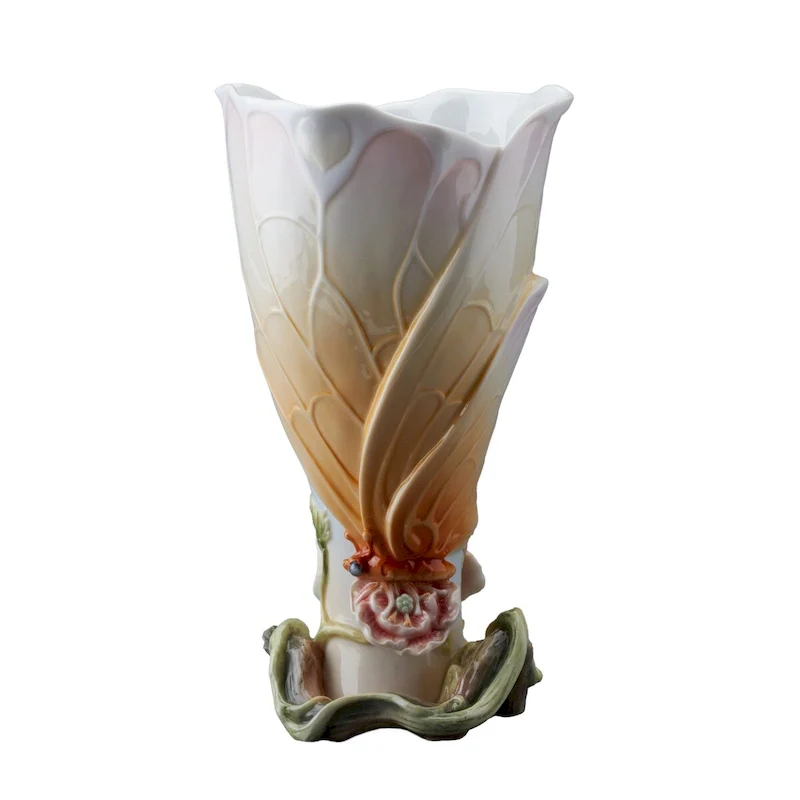 Charis 10.63  height Butterfly Wing Vase bronze Fine Porcelain