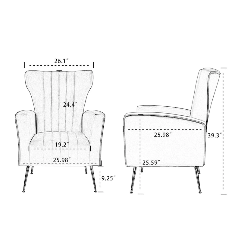 Velvet Accent Chair with Gold Legs