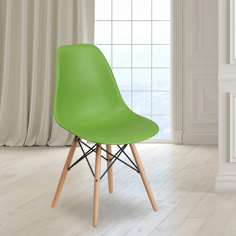 Plastic Chair with Wooden Legs