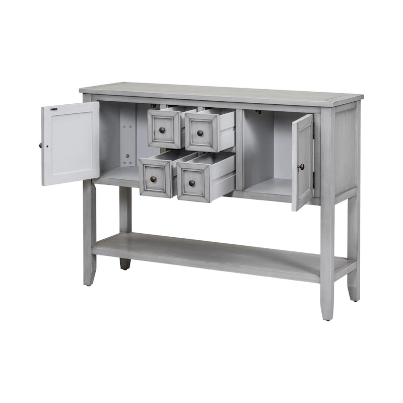 Nestfair Retro Sideboard Console Table with Drawers and Bottom Shelf