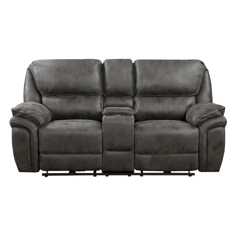 Tony 80 Inch Power Double Recliner Loveseat, Console Cupholders, USB, Gray