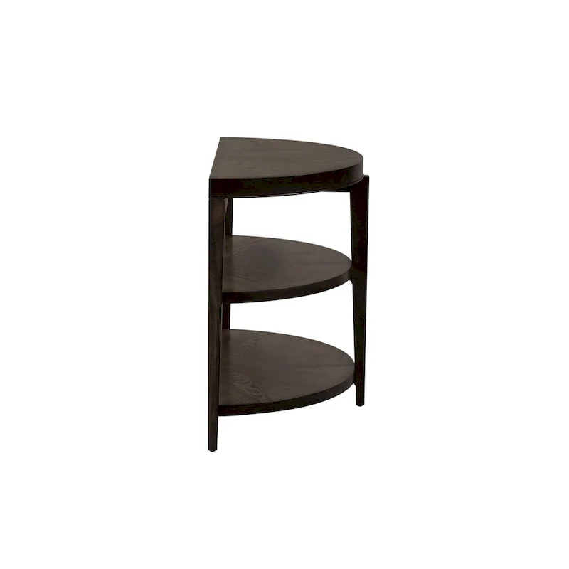 Demilune Sofa Table, Sunburst Top, 2 Open Shelves, 50