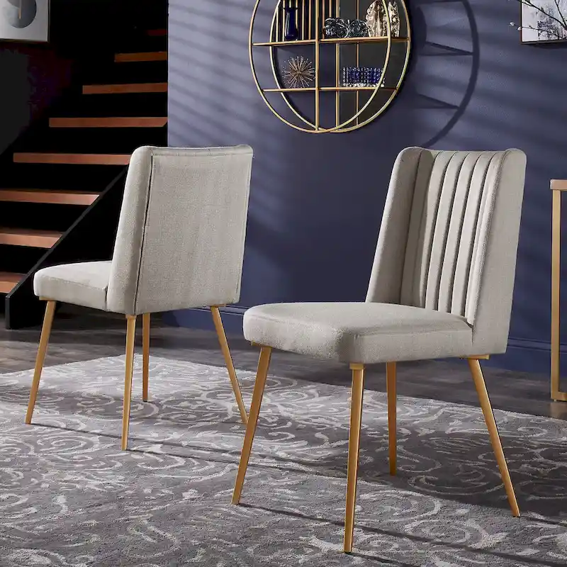 Gold Finish Fabric Dining Chair (Set of 2)