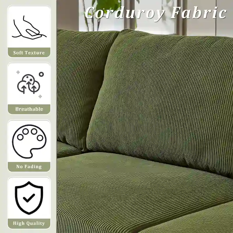 Reversible Chaise Sofa, Suede Fabric, Metal Legs, Spring Coils, Light Brown/Brown/Grey/Blue/Beige