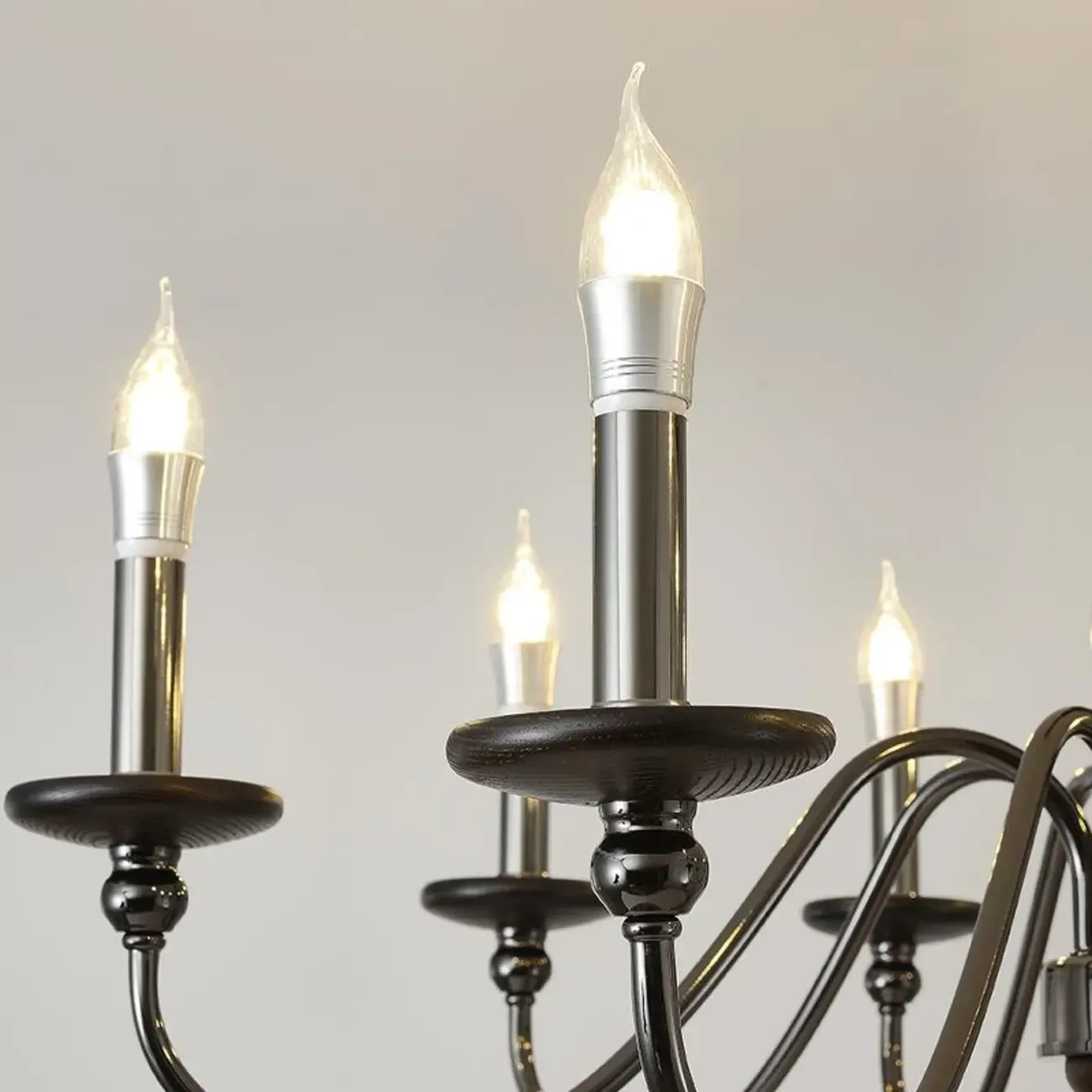 Modern Black 6/8 Light Candelabra Chandelier in Dimmable