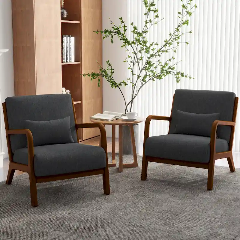 Upholstered Armchair Accent Chairs with Pillows Set of 2