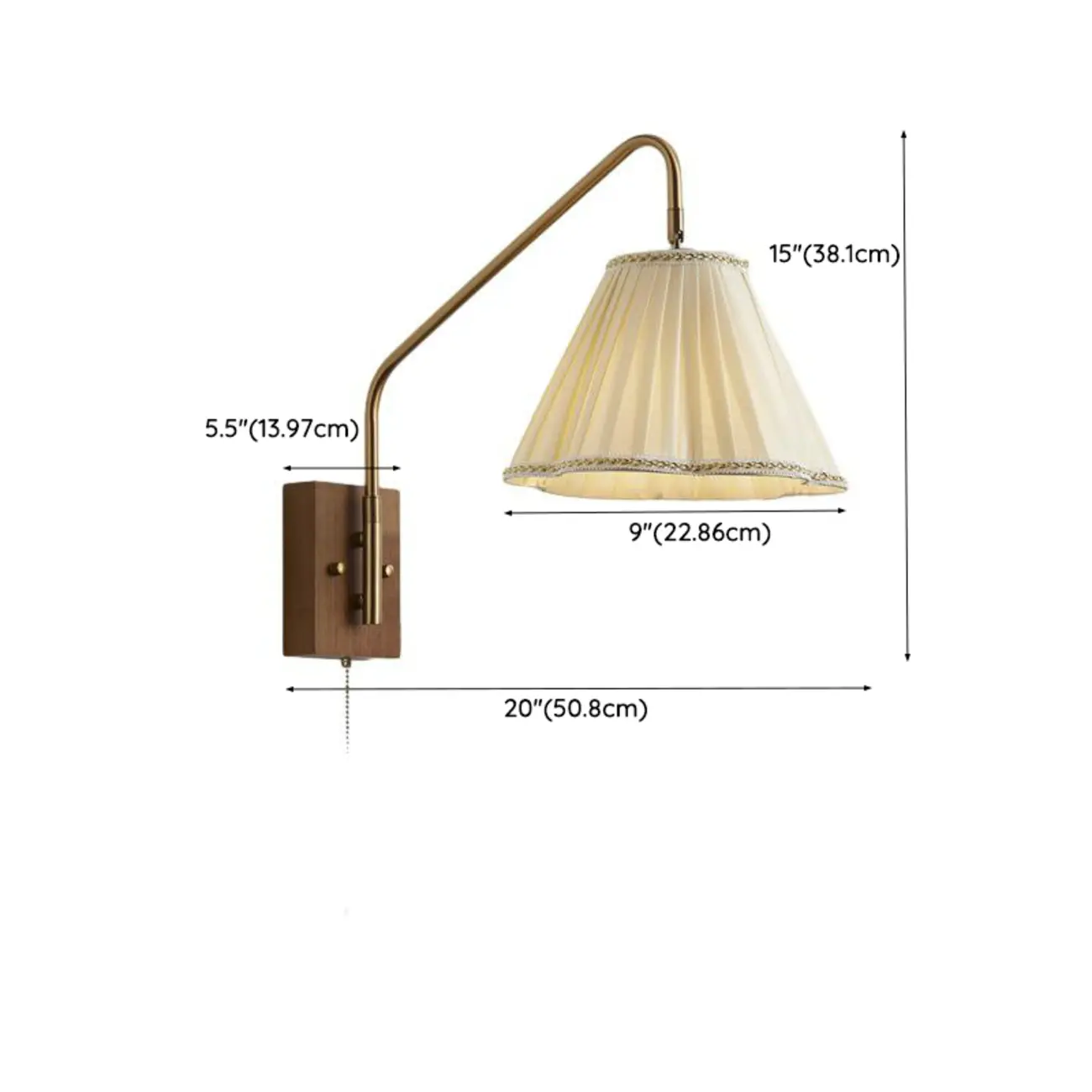 Modern Living Room Wall Light with Pleated Fabric Shade