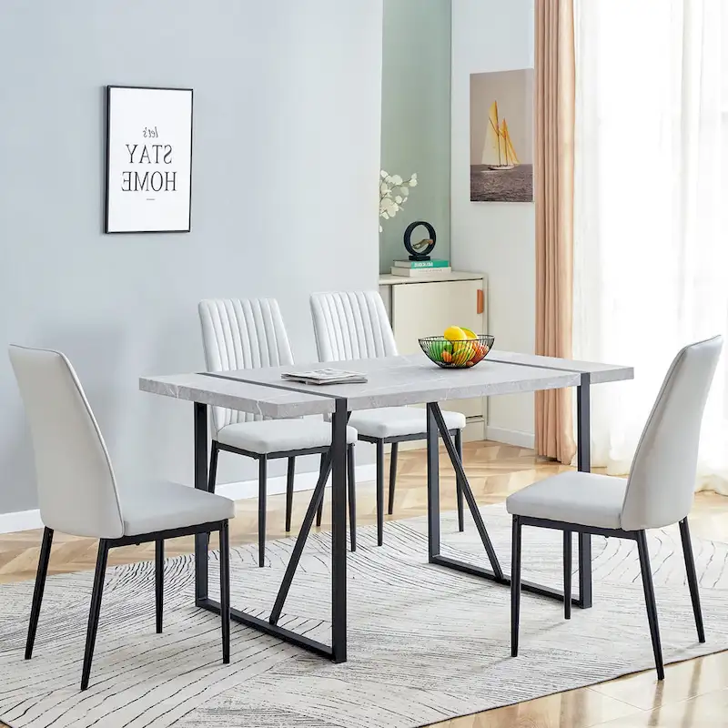 5-piece Dining Table Chairs Set, Rectangular Dining Room Table Set