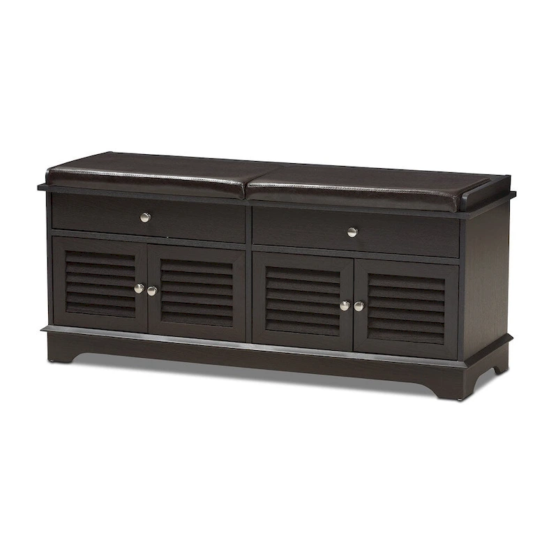 Contemporary Dark Brown 2-Drawer Shoe Storage Bench by Baxton Studio