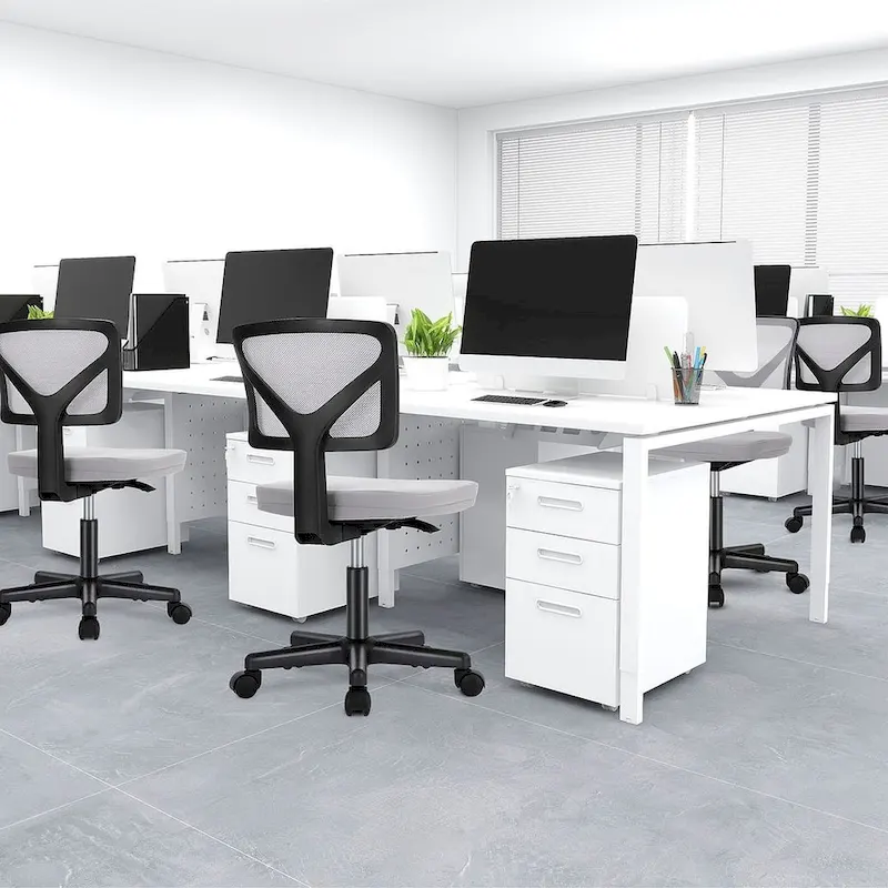 Armless Small Office Desk Chair with Back