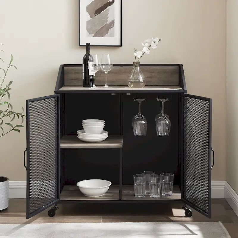 Middlebrook Pierpont Industrial Mesh Bar Cabinet