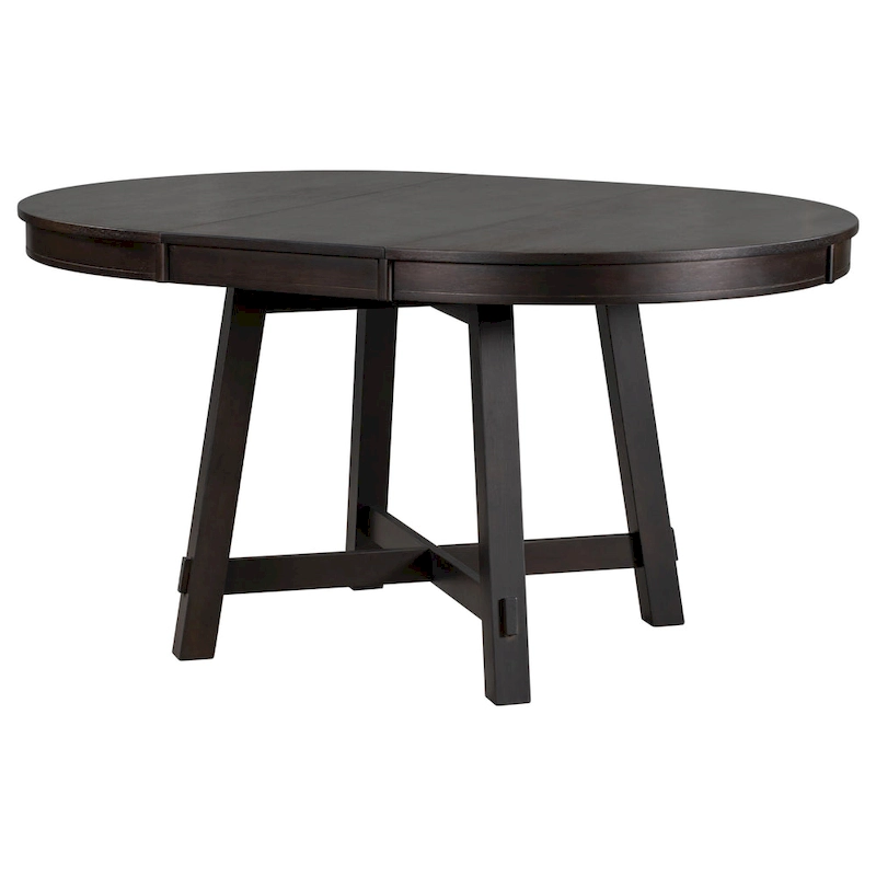 TREXM Farmhouse Round Extendable Dining Table with 16 Leaf Wood Kitchen Table