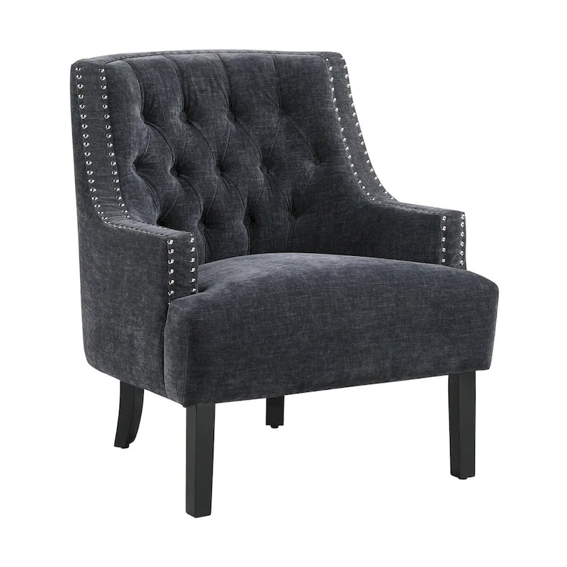 Modern Traditional Accent Chair Chenille Upholstery Button-Tufted Solid Wood 1pc Living Room Furniture