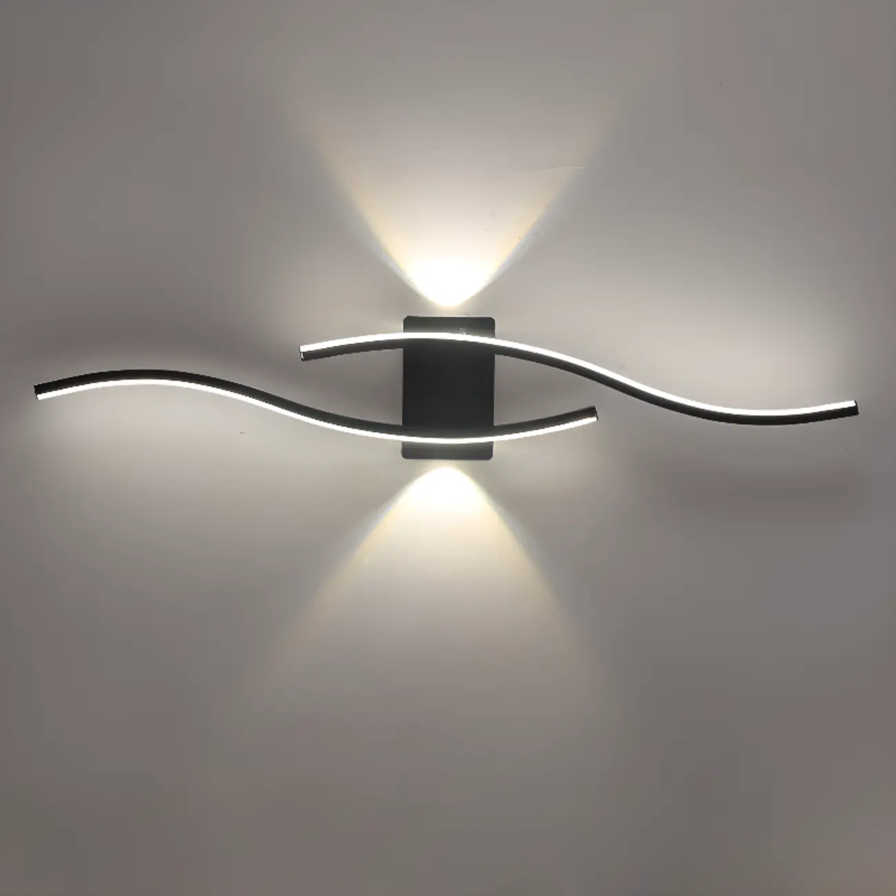 Modern Metal Dual Wave Linear LED Wall Sconce Dimmable