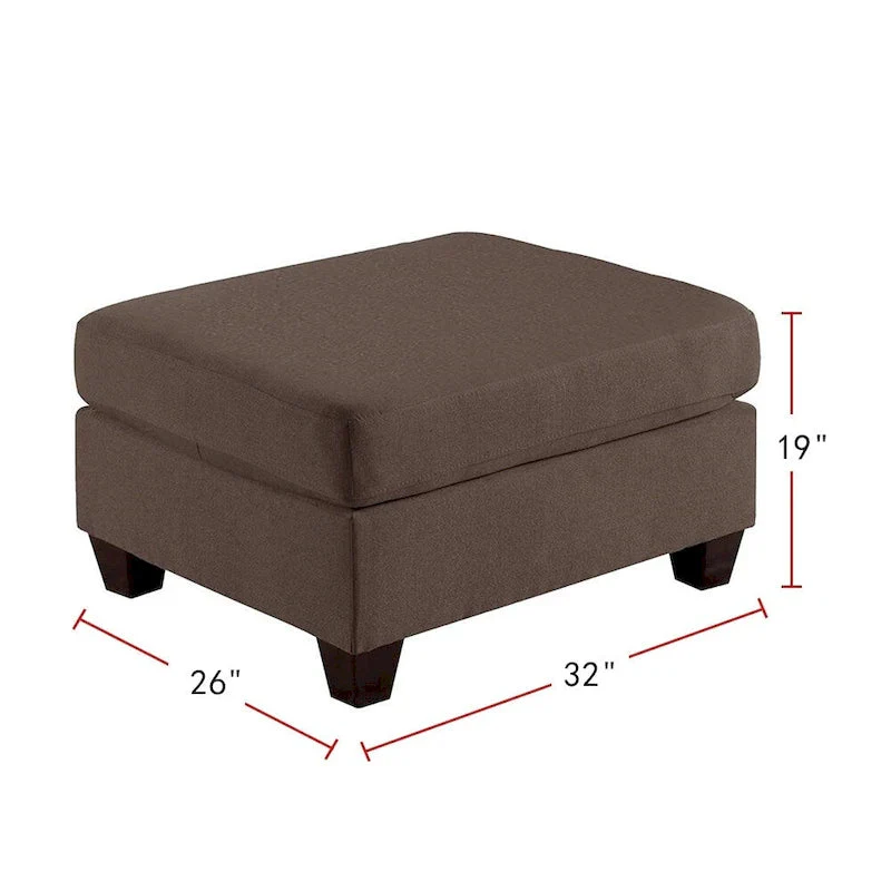 Linen-Like Fabric Upholstered Cocktail Ottoman