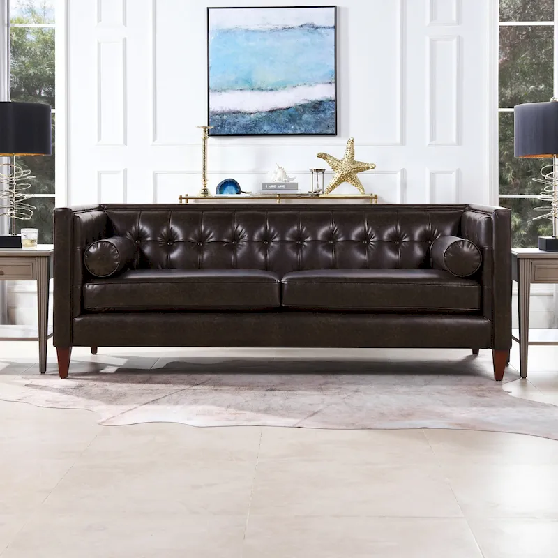 Modern Upholstered Tufted Swallowtail Sofa