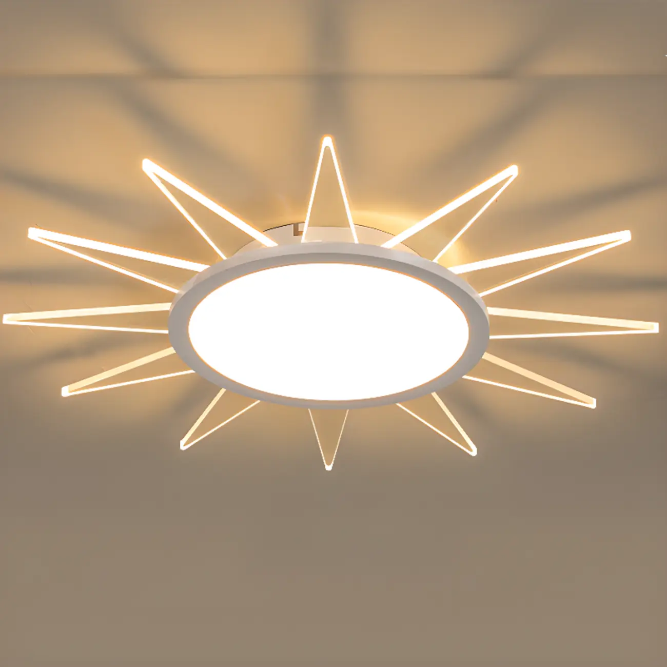 Large Acrylic Round Sunburst LED Flush Mount Ceiling Light