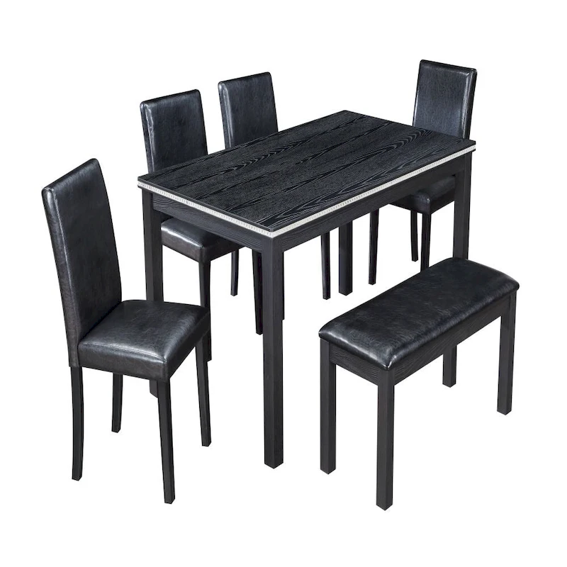 6-Piece Solid Wood Dining Table Set
