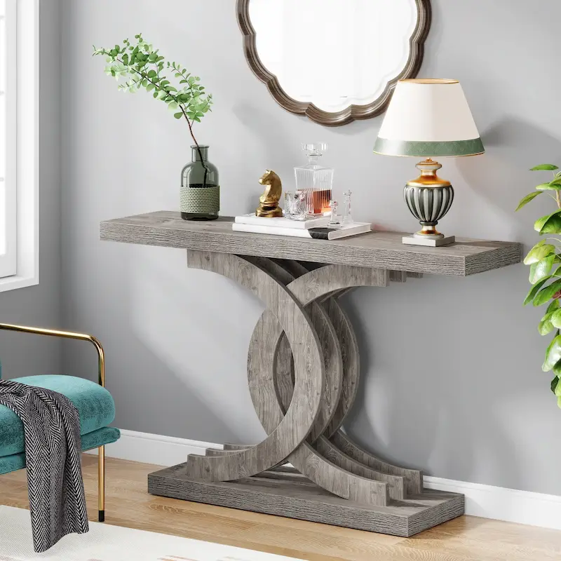 Console Table, Entryway Table with Geometric Legs, Sofa Table - 11.81D x 39.37W x 31.49H