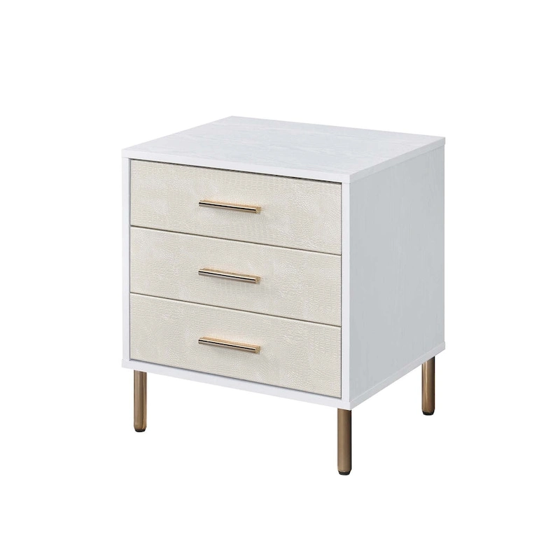 3 Drawers Nightstand with Metal Legs