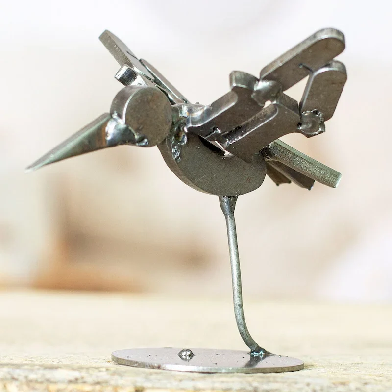 Novica Handmade Powerful Flight Recycled Scrap Metal Statuette