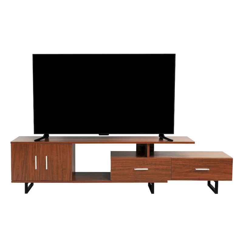 Avery 55-inch 2-Drawer 4-Shelf TV Stand in Steel