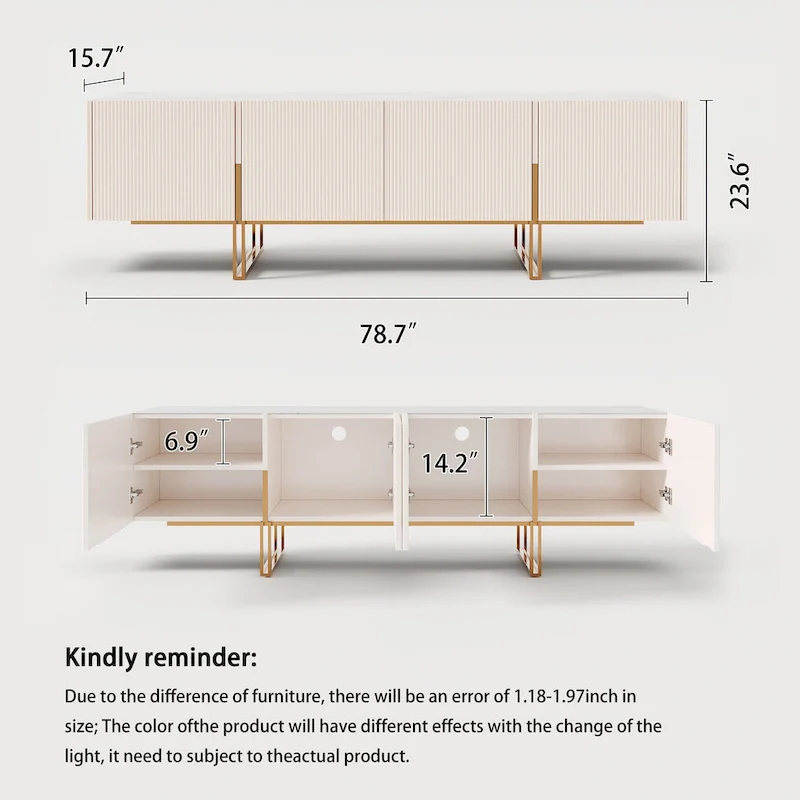 78.7 TV Stand, Entertainment Center with Faux Marble Top