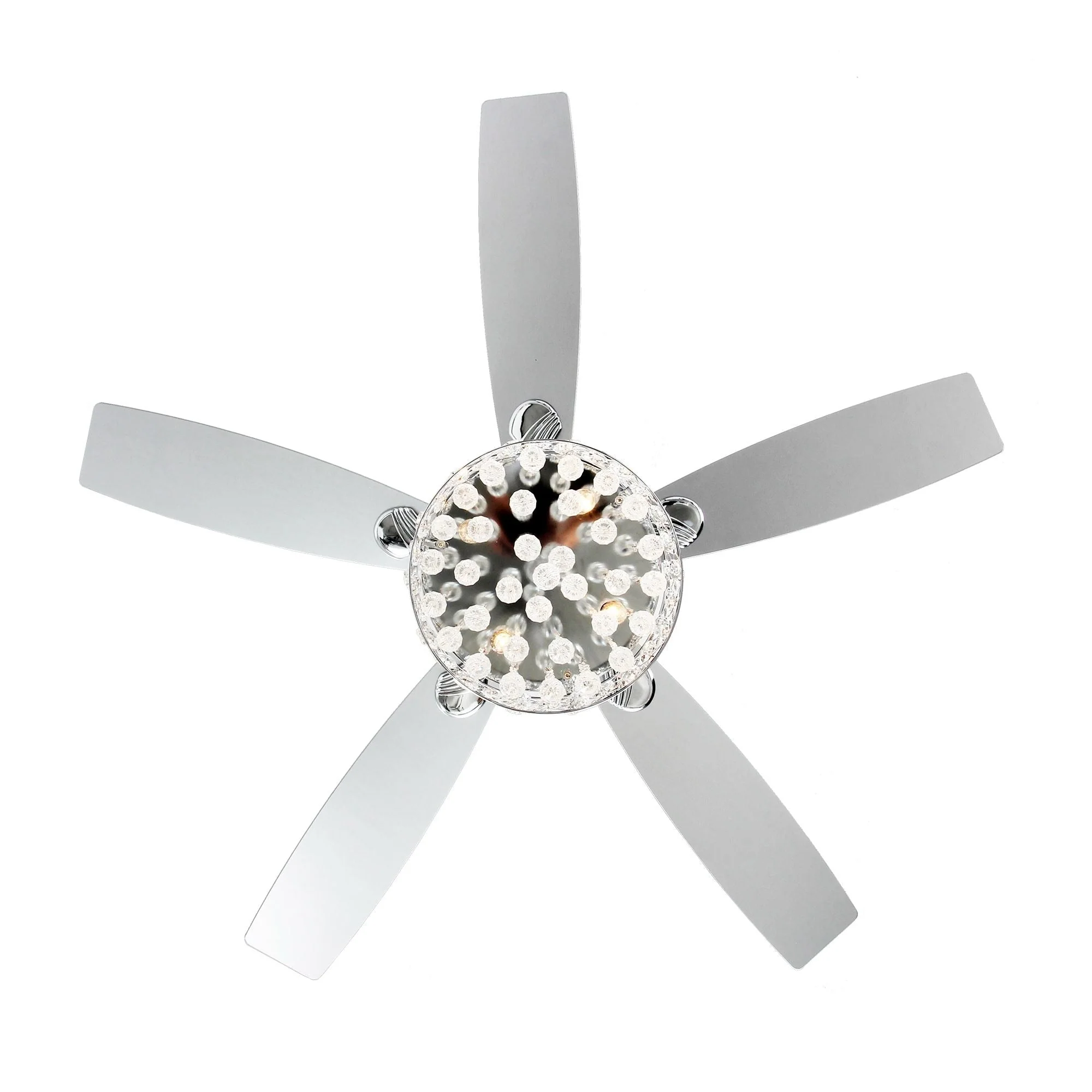 Chrome/ Crystal 4-light Chandelier/ Ceiling Fan with Remote