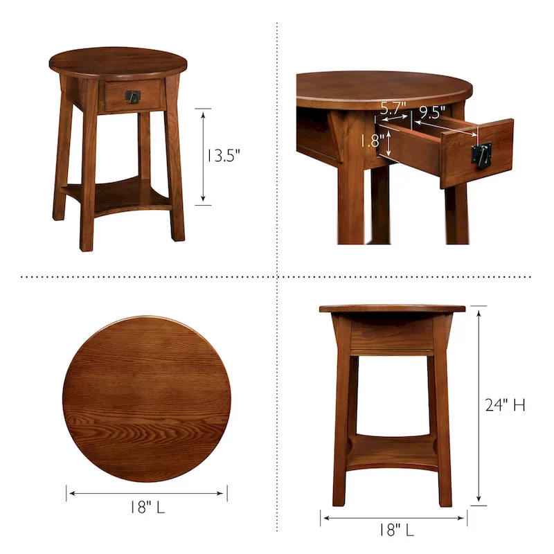 Mission Round End Table with Drawer