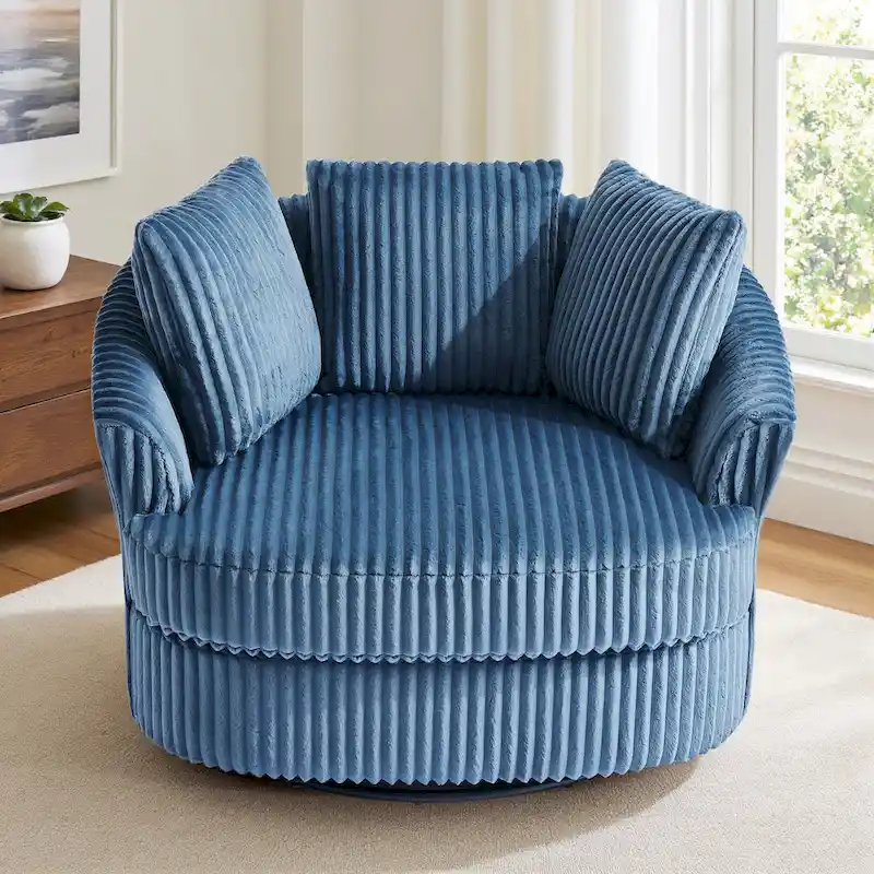 Swivel Tub Chair With Integrated Armrests And Removable, Washable Cover