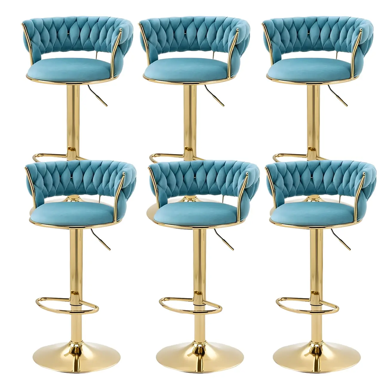 Gold Base Low Back Adjustable Swivel Bar Stool