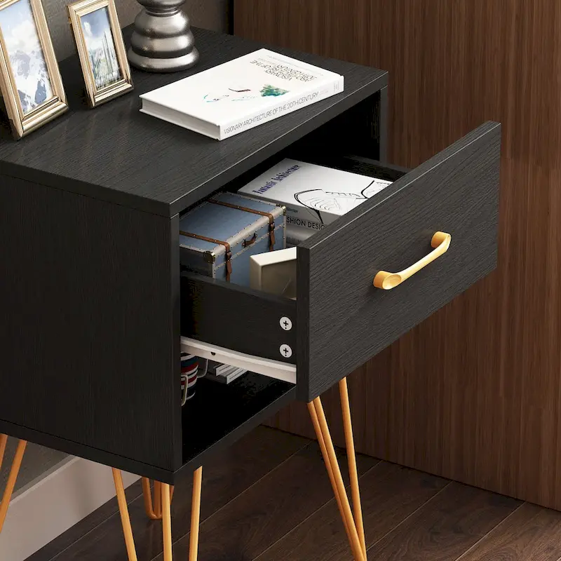 1-Drawer Nightstand With One-Open Shelf