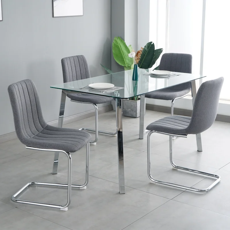 Set of 4 Modern Dining Chair with Metal Legs