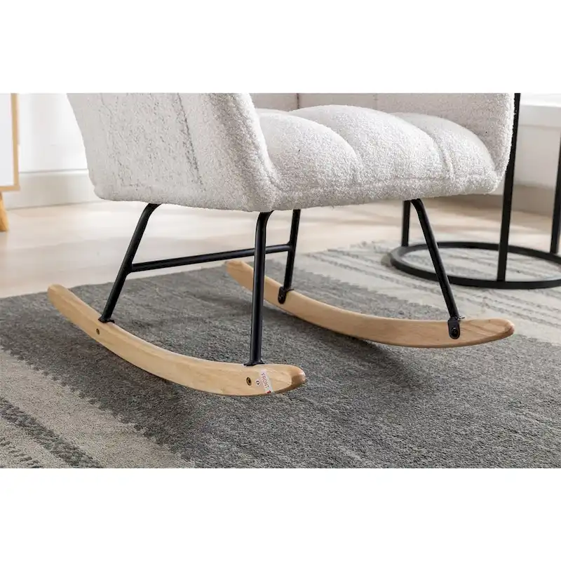 Rocking Chair Upholstered Glider Rocker Rocking Accent Chair Padded Seat with High Backrest Armchair