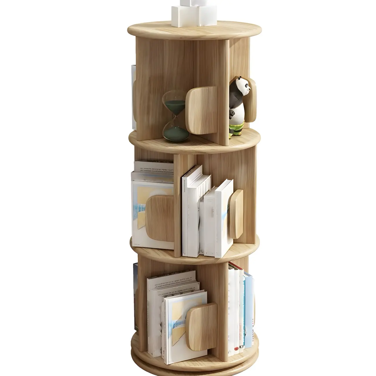 Rotatable Modern Solid Wood Geometric Display Bookcase